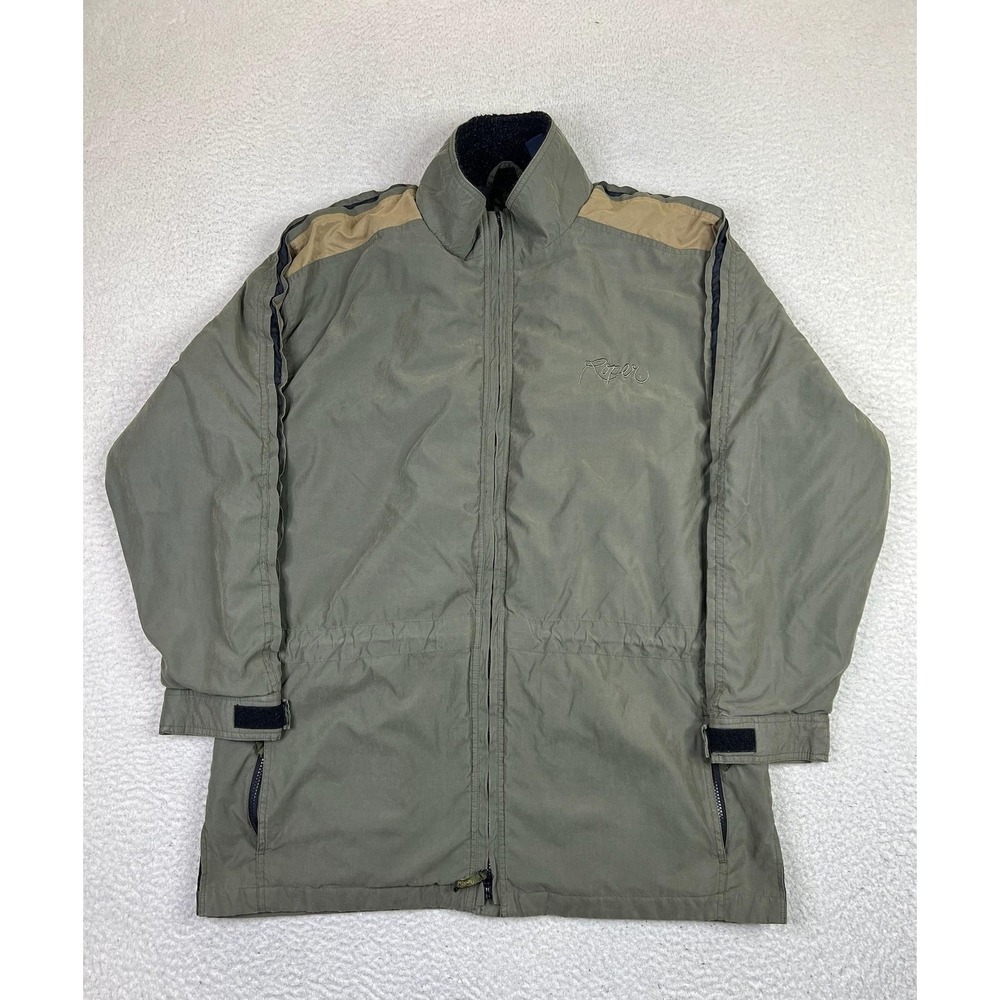 Roper Jacket Mens Large Green Tan Insulated Western Barn Coat Zip Pockets